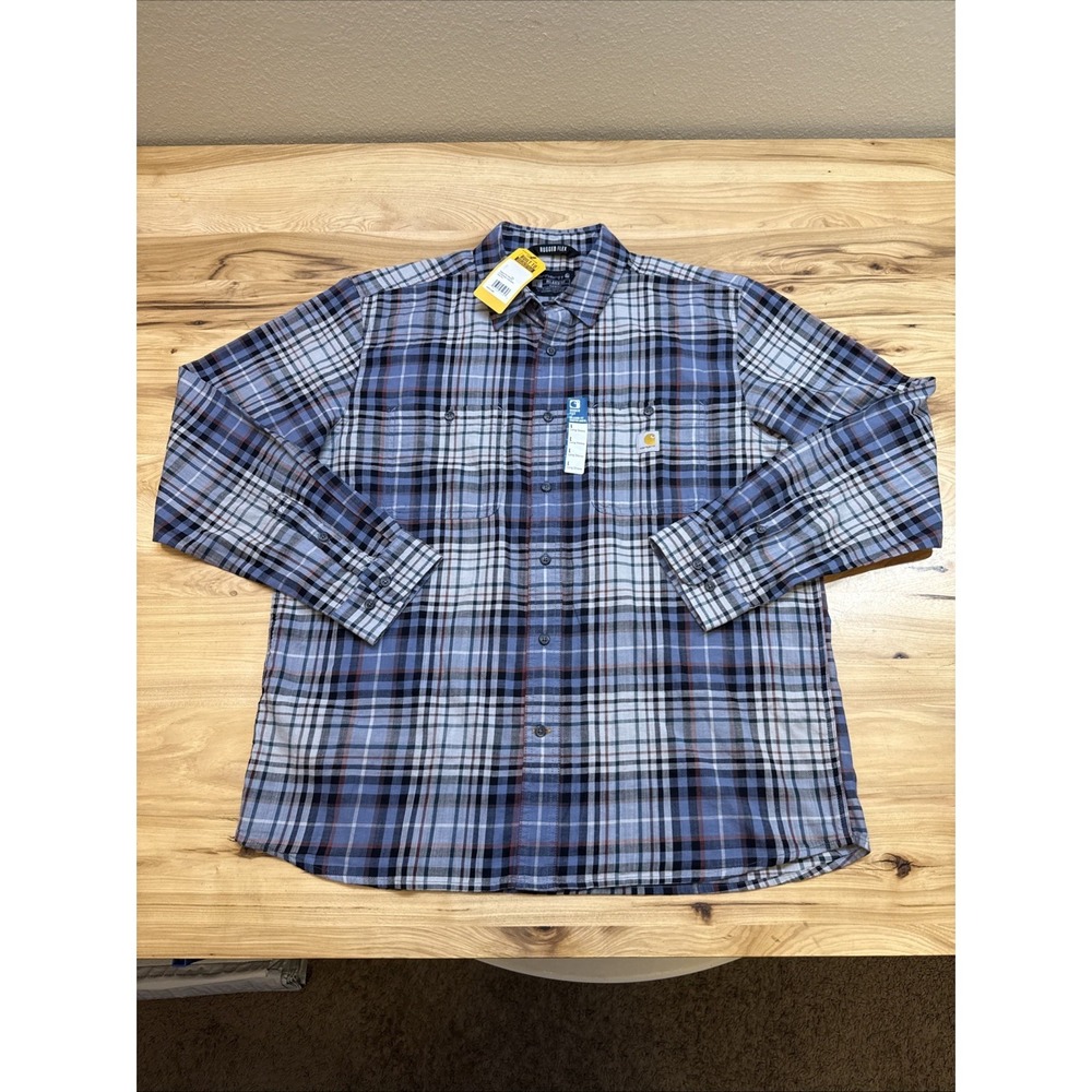 Carhartt 107014 Men's Relaxed Fit Lightweight Long Sleeve Plaid Shirt Size Large